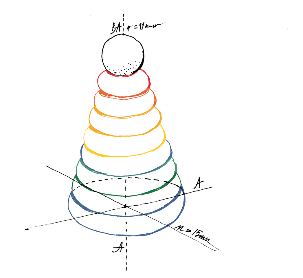 Wooden Story Rainbow Round Pyramid - Montessori Stacker