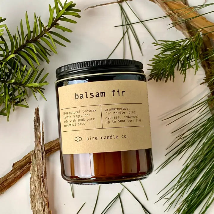 Balsam Fir Beeswax Candle from aire candle co.