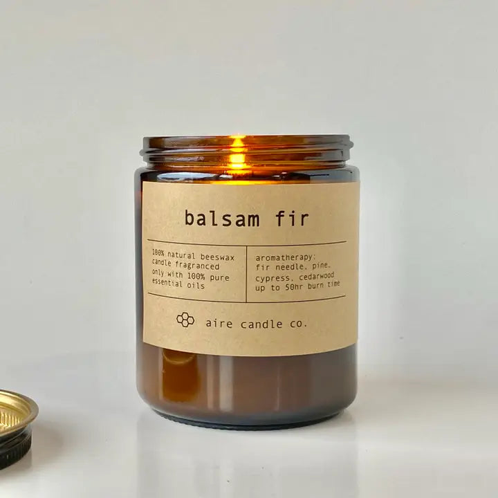 Balsam Fir Beeswax Candle from aire candle co.