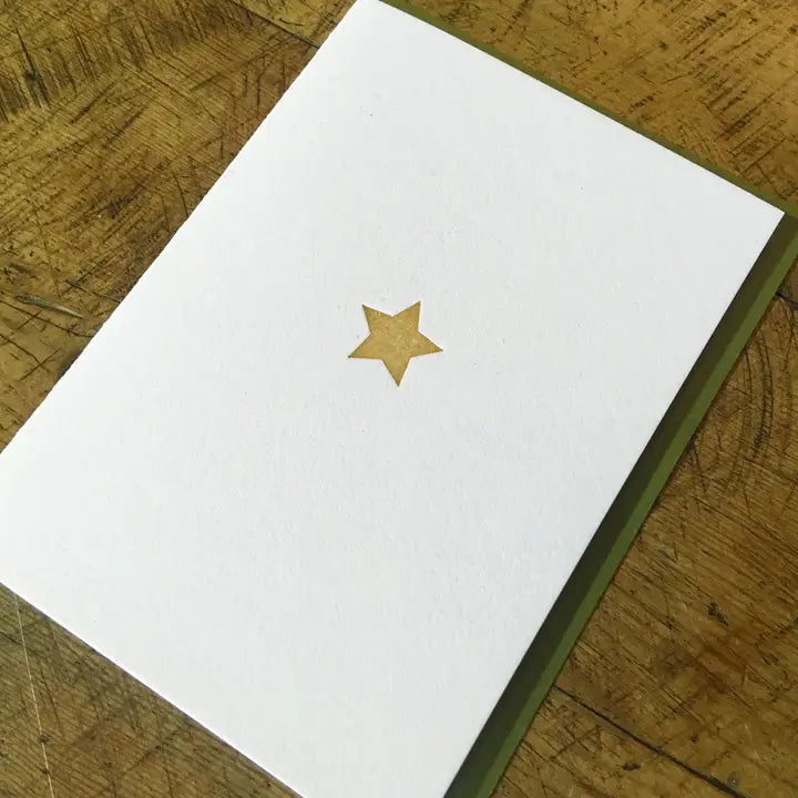 Gold Star Letterpress Holiday Card from Green Bird Press