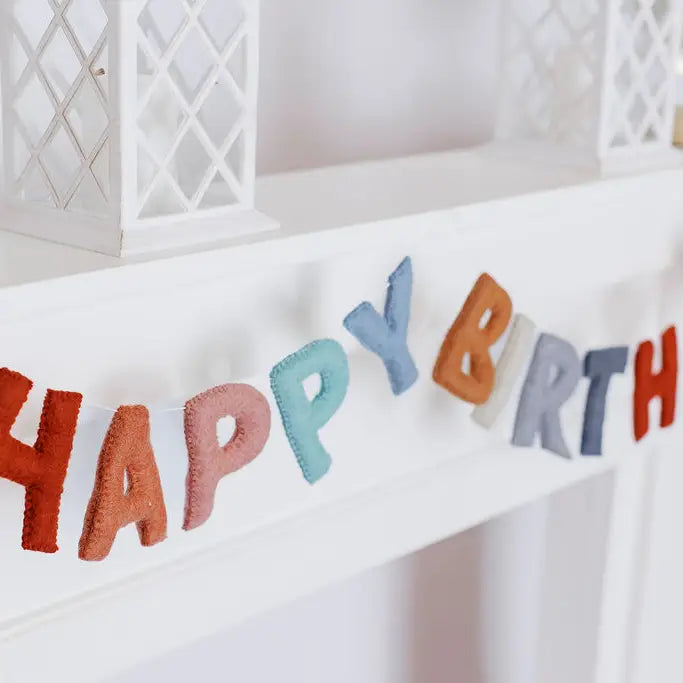 Modern Earth Happy Birthday Garland
