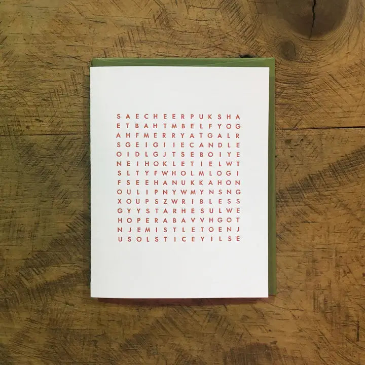 Holiday Word Search Letterpress Holiday Card from Green Bird Press