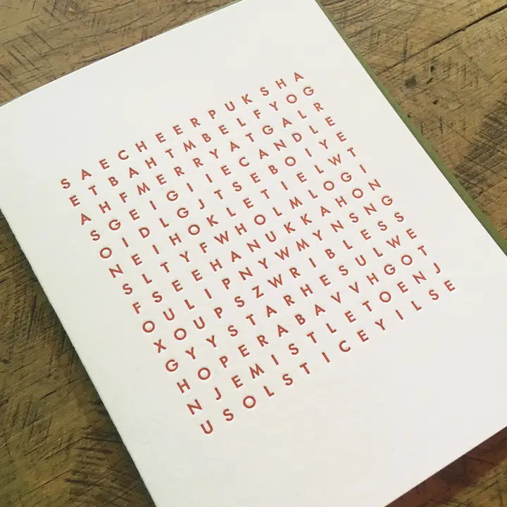 Holiday Word Search Letterpress Holiday Card from Green Bird Press