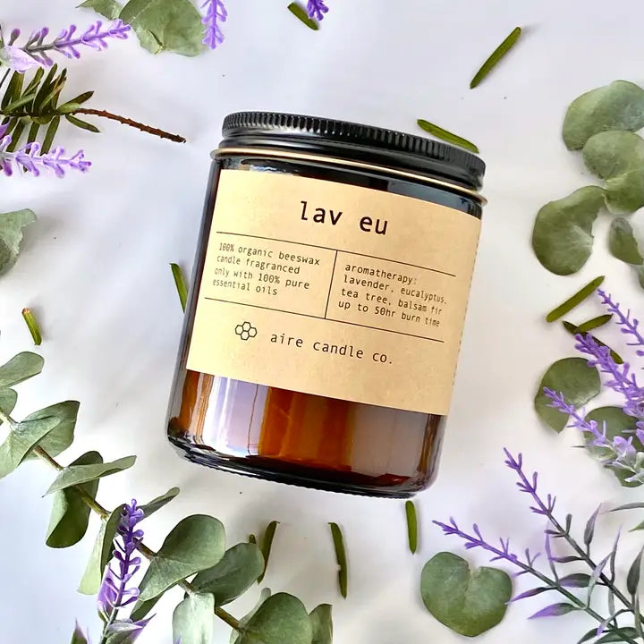 Lav Eu Beeswax Candle from aire candle co.