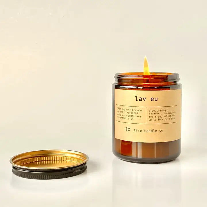 Lav Eu Beeswax Candle from aire candle co.