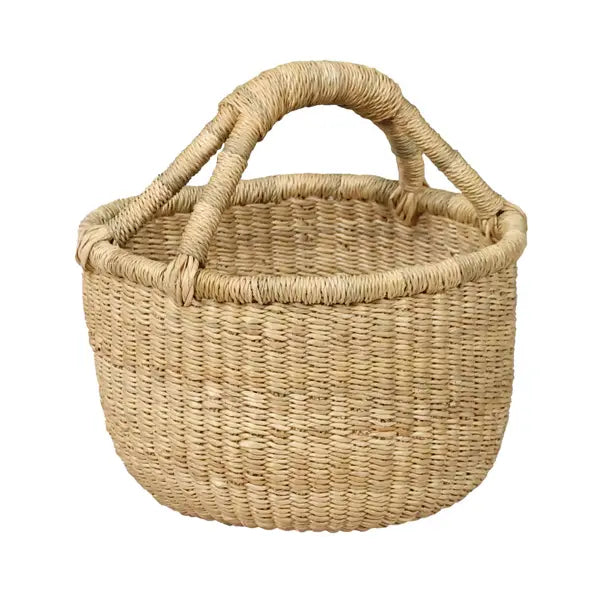 Natural No Leather Mini Round Basket - African Market Baskets