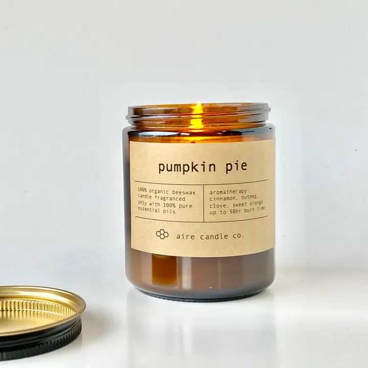 Pumpkin Pie Beeswax Candle from aire candle co.