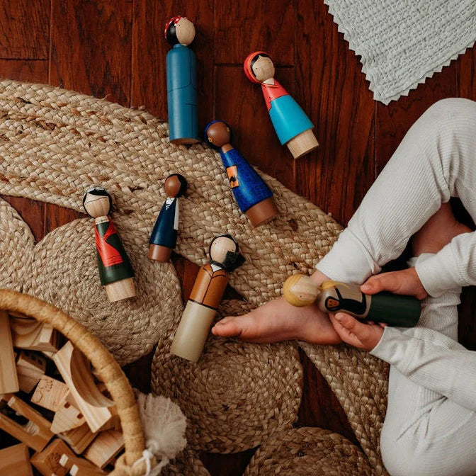 Rosie the Riveter 7.5" Wooden Peg Doll