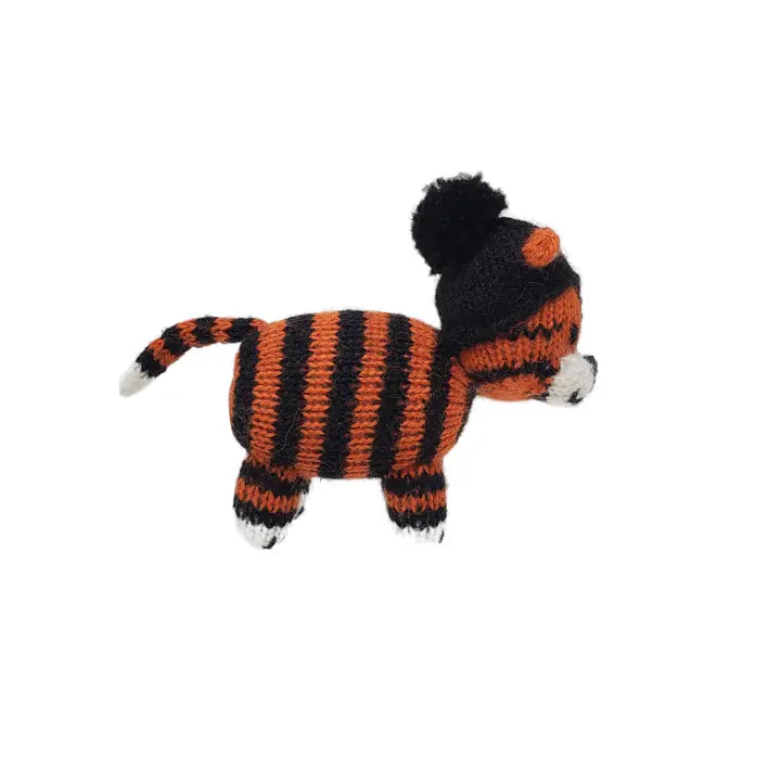Handmade Knit Tiger Holiday Ornament