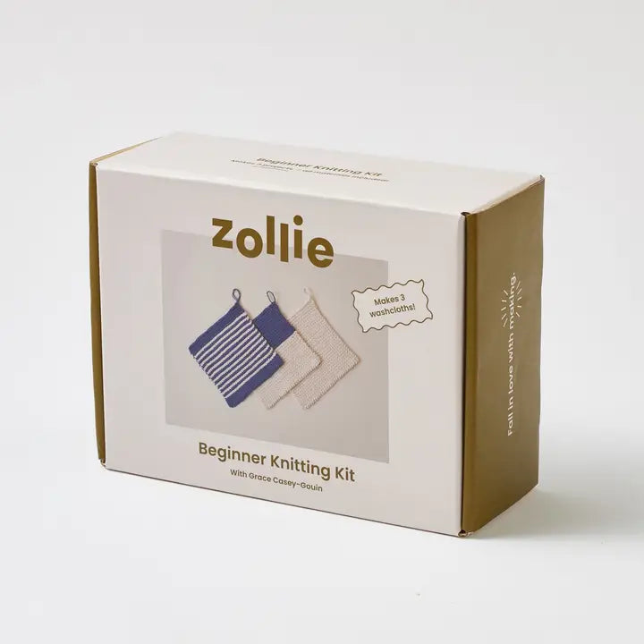 Beginner Knitting Kit - 3 Washcloths