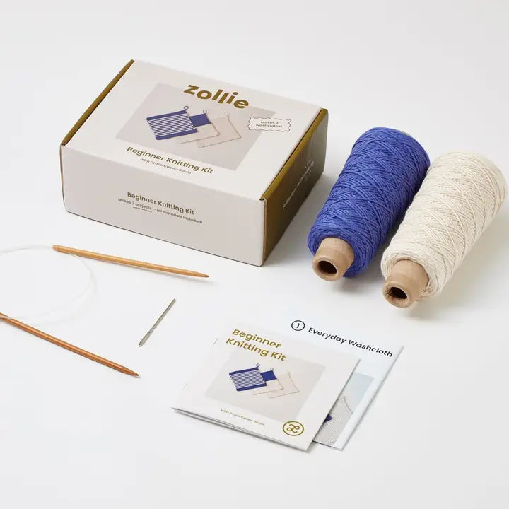Beginner Knitting Kit - 3 Washcloths