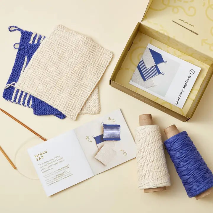 Beginner Knitting Kit - 3 Washcloths