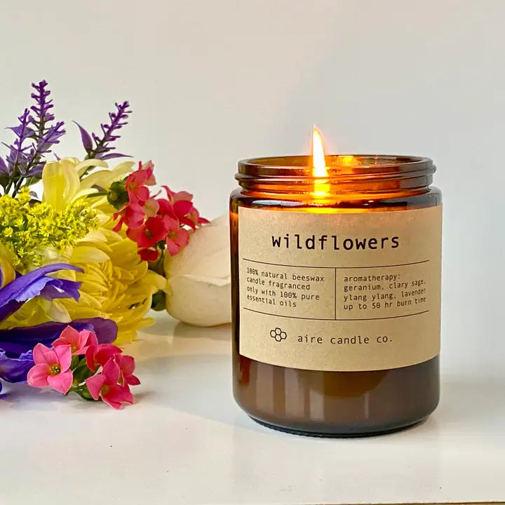 Wildflowers Beeswax Candle from aire candle co.