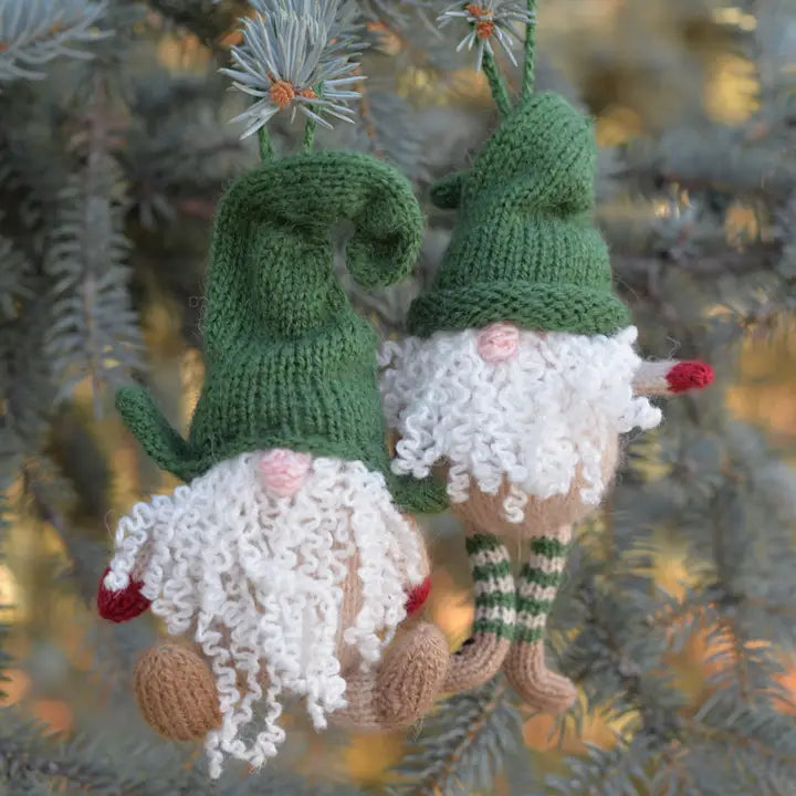 Handmade Knit Gnome Holiday Ornament
