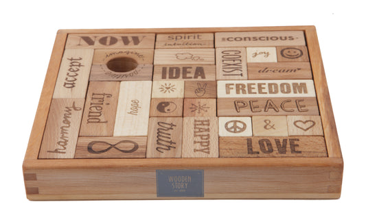 Wooden Story Peace & Love Blocks - 29 Pieces