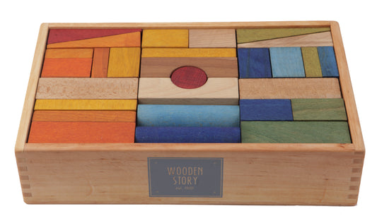 Wooden Story Rainbow Blocks in Tray XL - 63 Pieces