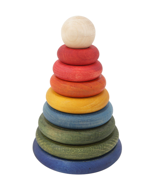 Wooden Story Rainbow Round Pyramid - Montessori Stacker