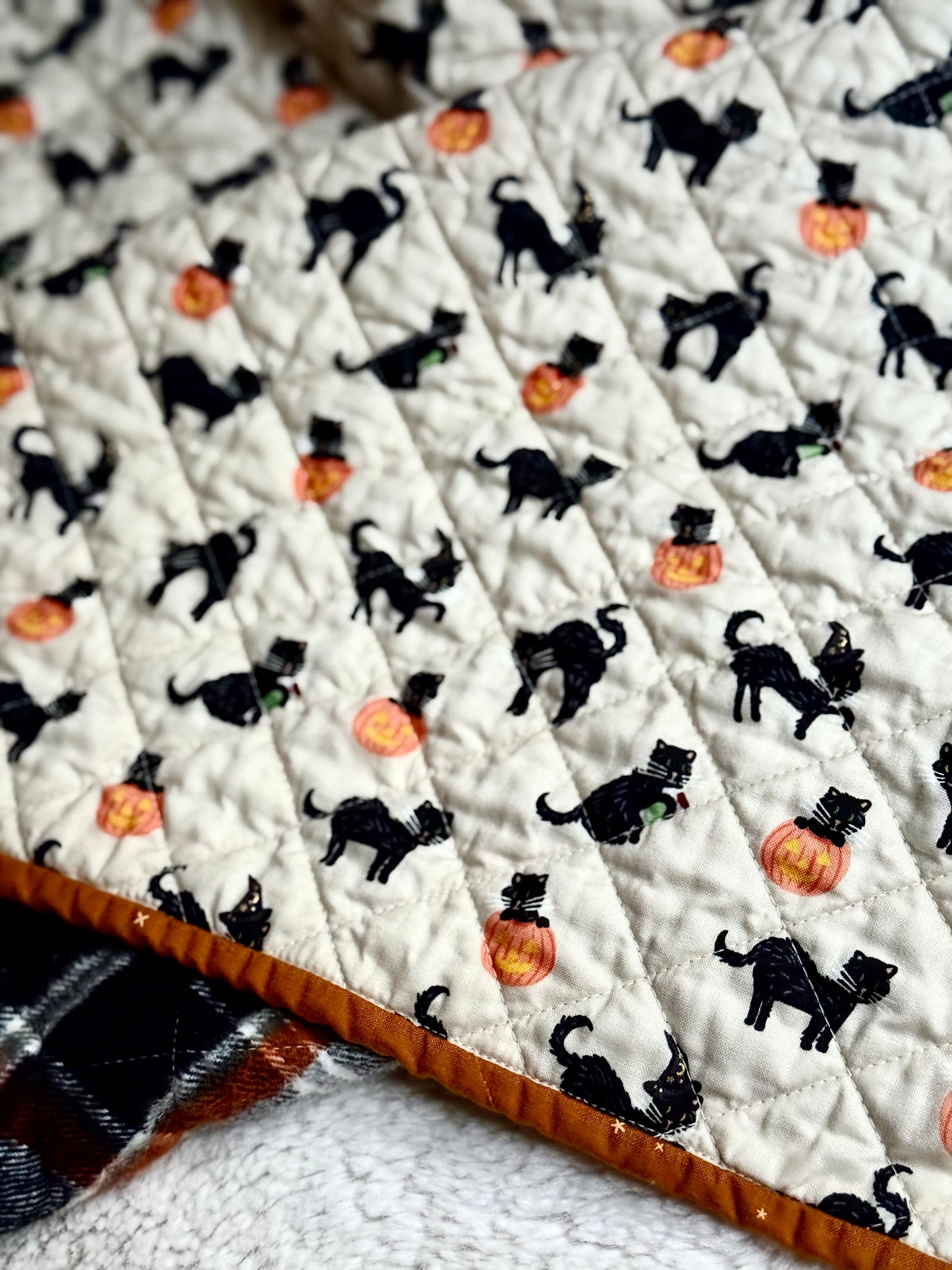 Kid Size Quilt - Halloween Black Cats