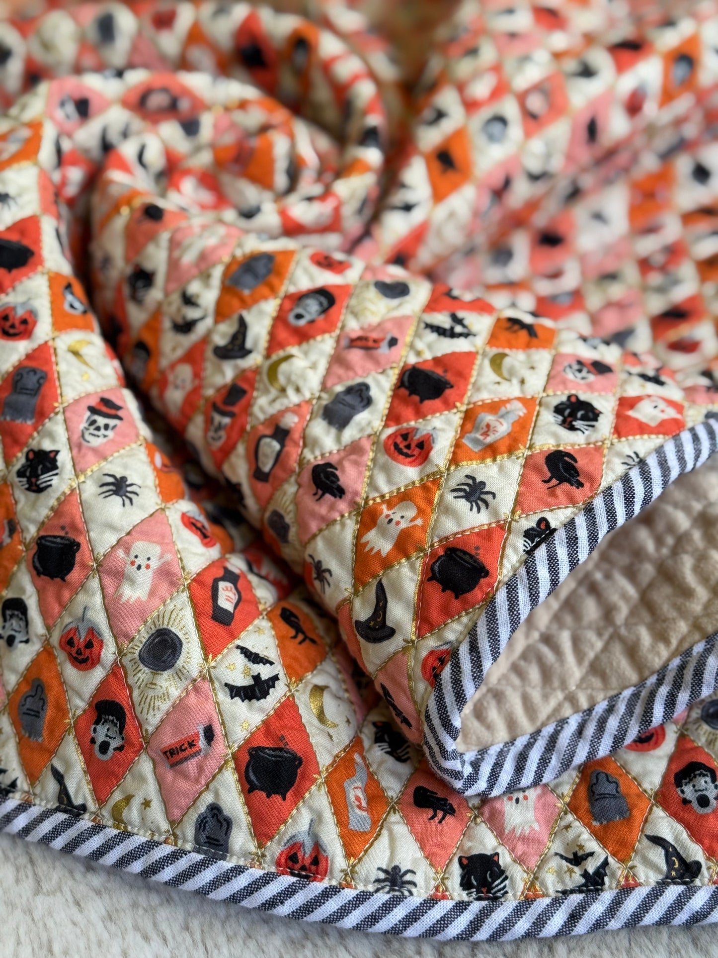 Kid Size Quilt - Halloween Argyle