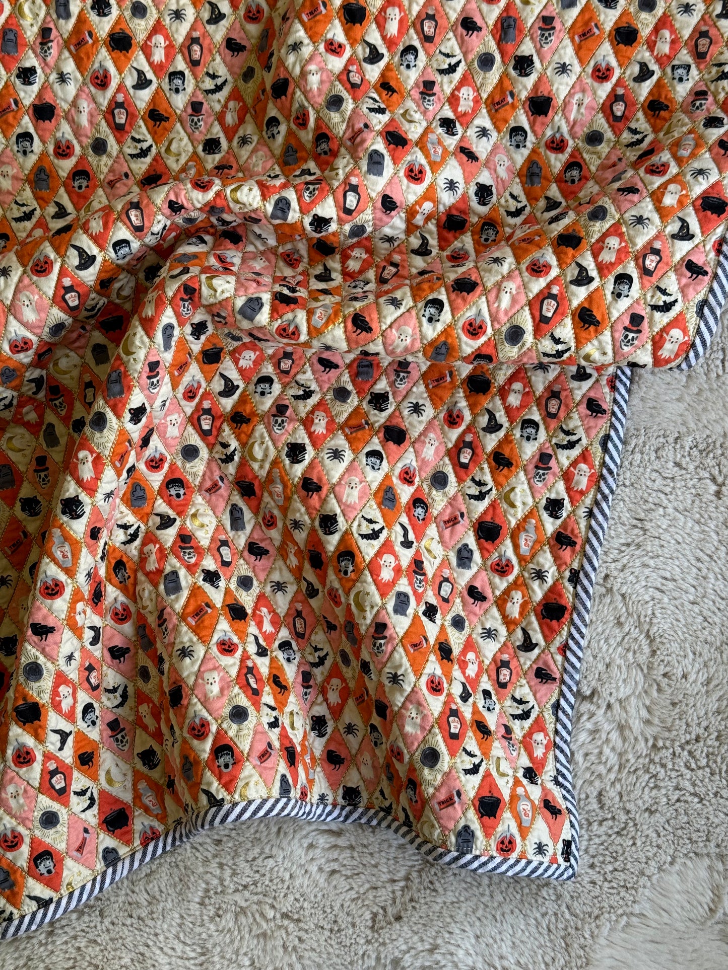 Kid Size Quilt - Halloween Argyle