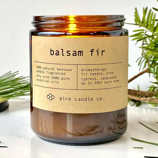 Balsam Fir Beeswax Candle from aire candle co.