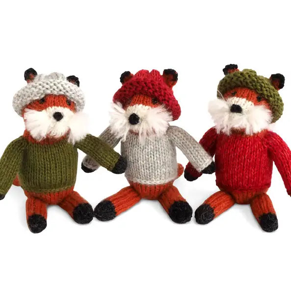 Handmade Fox in Sweater Holiday Ornament