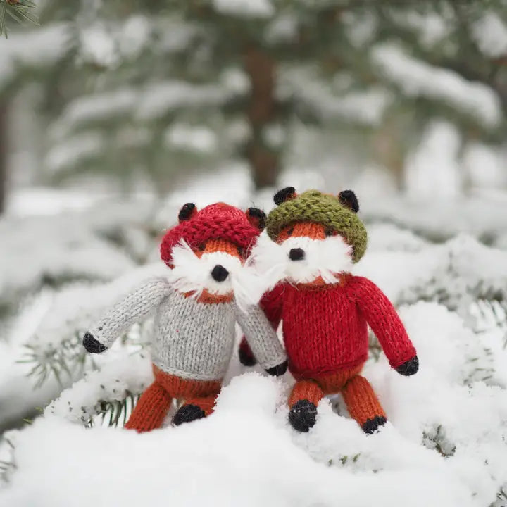 Handmade Fox in Sweater Holiday Ornament