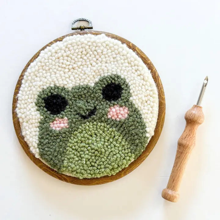 Frog Punch Needle Embroidery Box Kit (Beginner Kit)