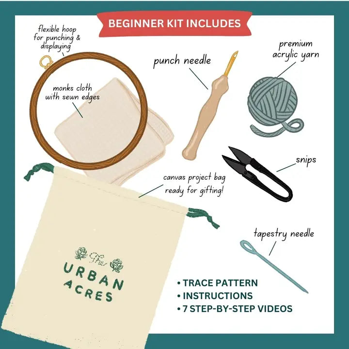 Frog Punch Needle Embroidery Box Kit (Beginner Kit)
