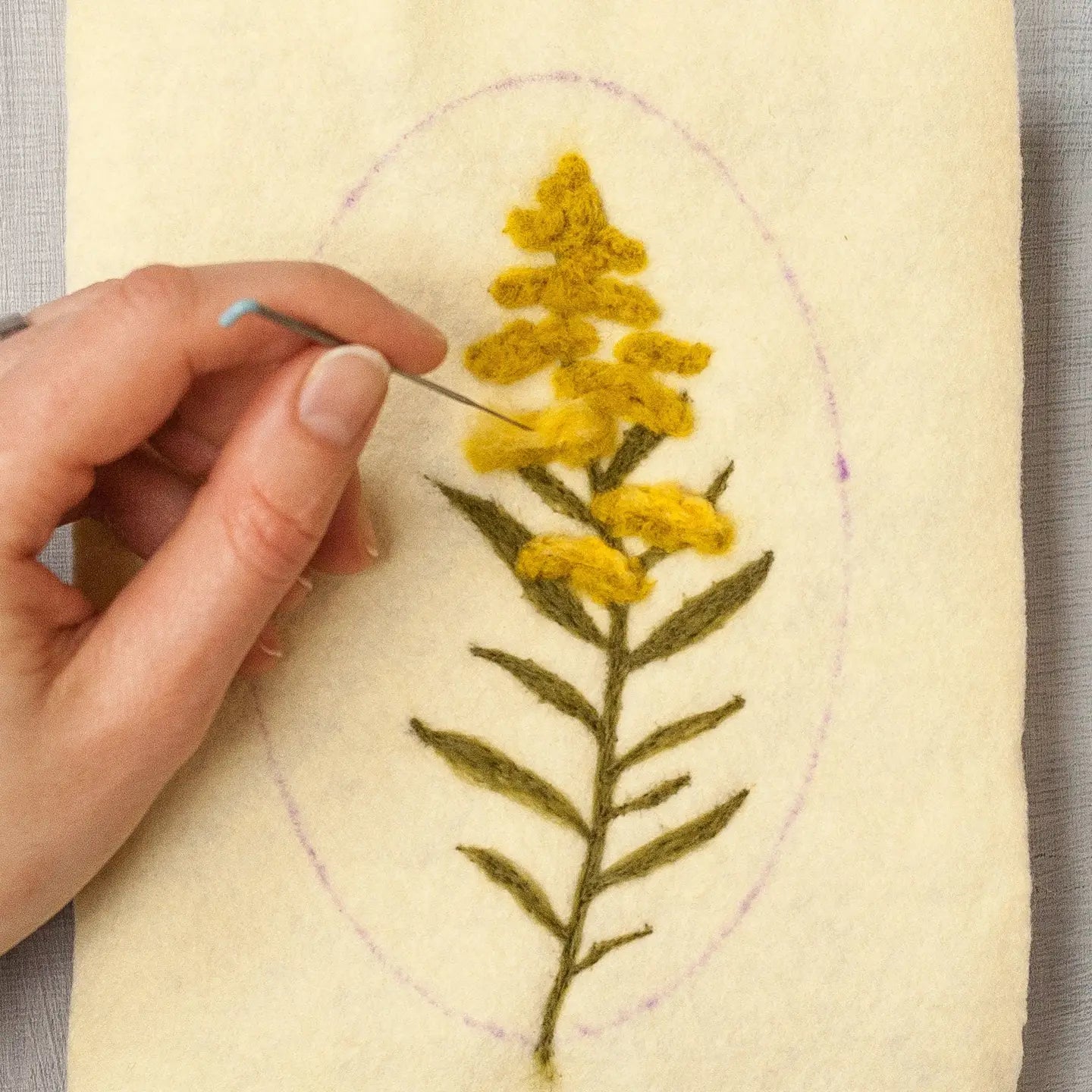 Goldenrod Wall Hanging - Needle Felting Kit - Beginner