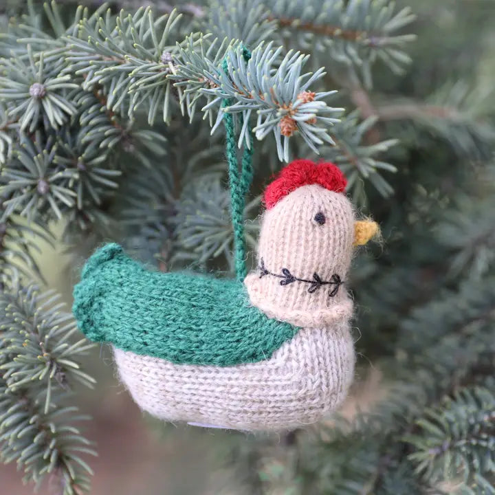 Handmade Knit Hen Holiday Ornament