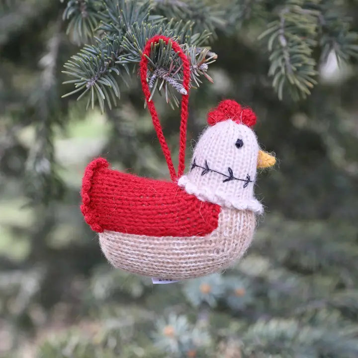 Handmade Knit Hen Holiday Ornament