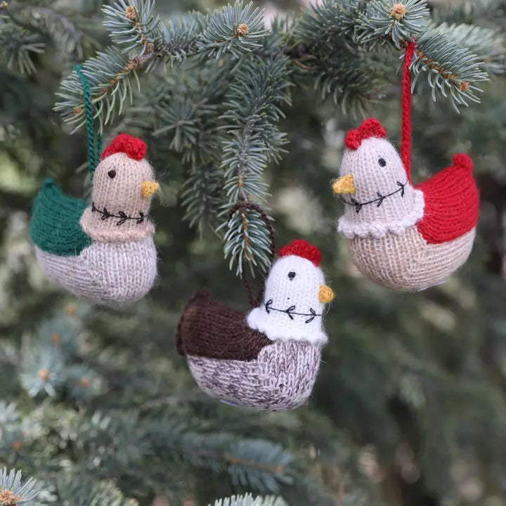 Handmade Knit Hen Holiday Ornament
