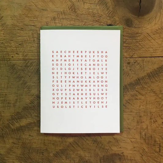 Holiday Word Search Letterpress Holiday Card from Green Bird Press