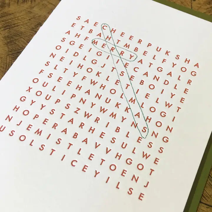 Holiday Word Search Letterpress Holiday Card from Green Bird Press