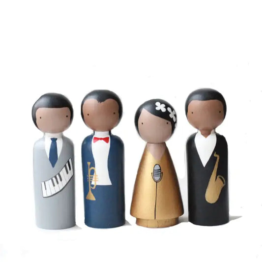 The Jazz Cats Wooden Peg Dolls