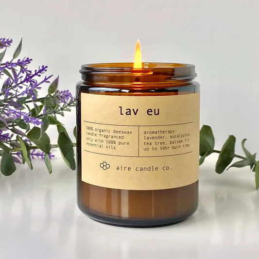 Lav Eu Beeswax Candle from aire candle co.