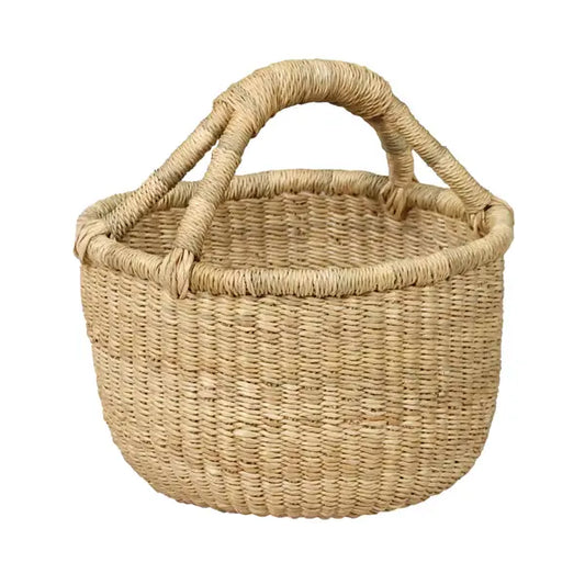 Natural No Leather Mini Round Basket - African Market Baskets