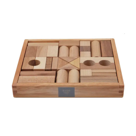 Wooden Story Natural Blocks in Tray - 30 Pieces
