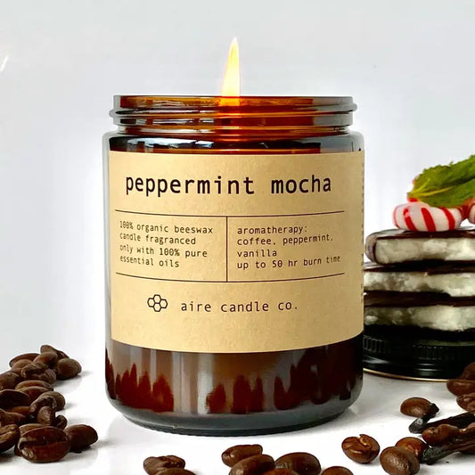 Peppermint Mocha Beeswax Candle from aire candle co.
