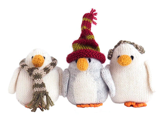 Handmade Knit Penguin Holiday Ornament