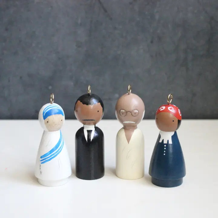 The Peace Makers Ornaments Wooden Peg Dolls