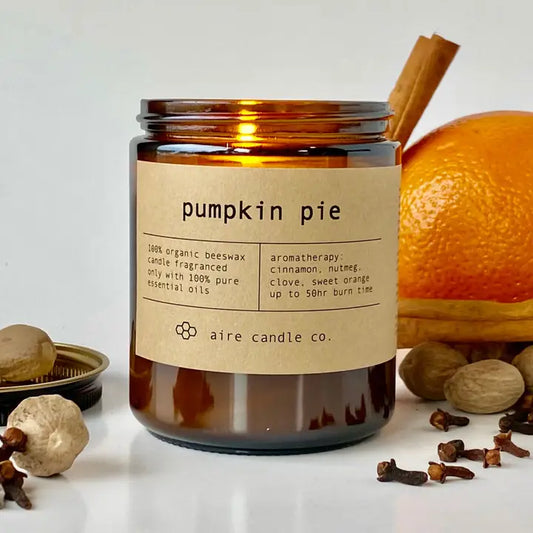 Pumpkin Pie Beeswax Candle from aire candle co.