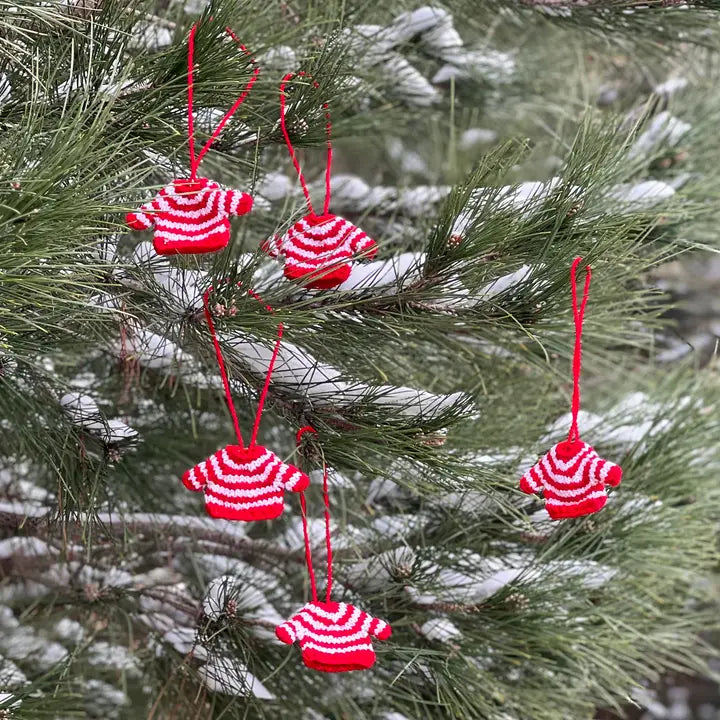 Set of 5 Mini Sweater Striped Ornaments