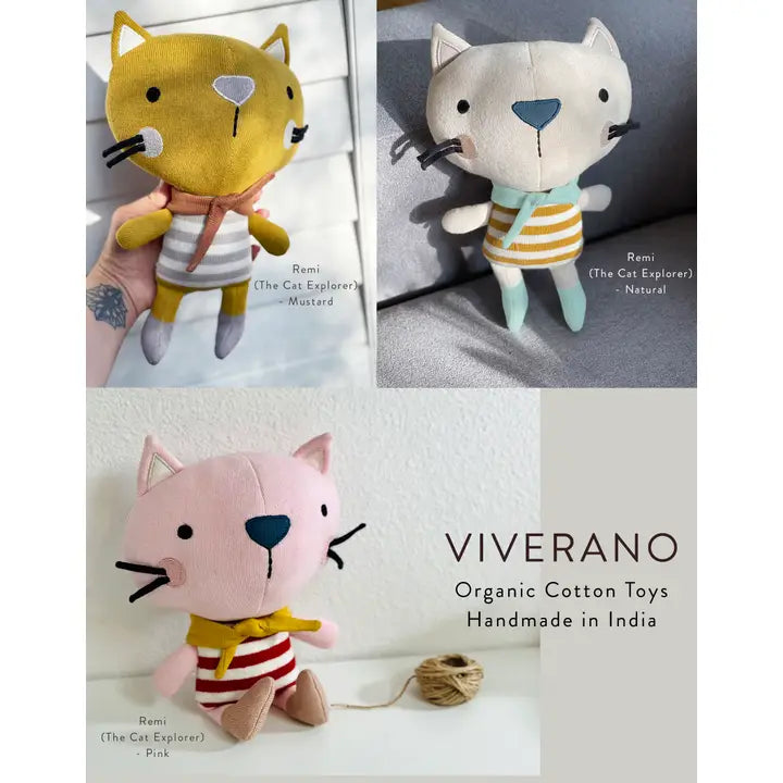 Remi Cat Organic Cotton Stuffed Animal Baby Kid Toy