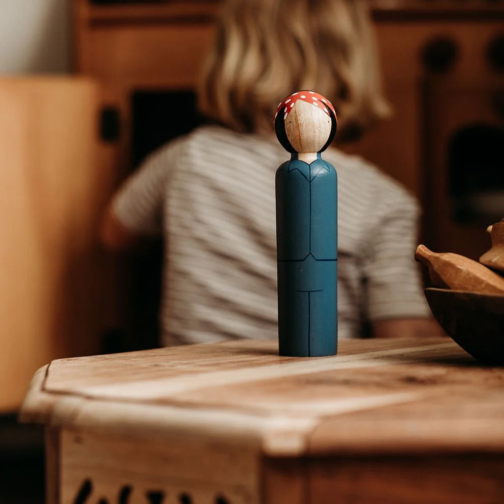 Rosie the Riveter 7.5" Wooden Peg Doll
