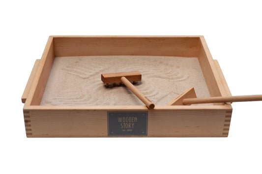 Wooden Story Large Sand Writing Tray + Accessories -Sensory Toy