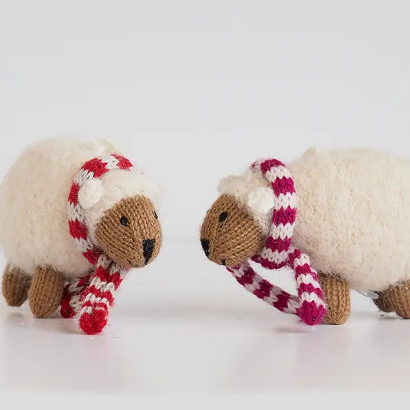 Handmade Knit Sheep Holiday Ornament