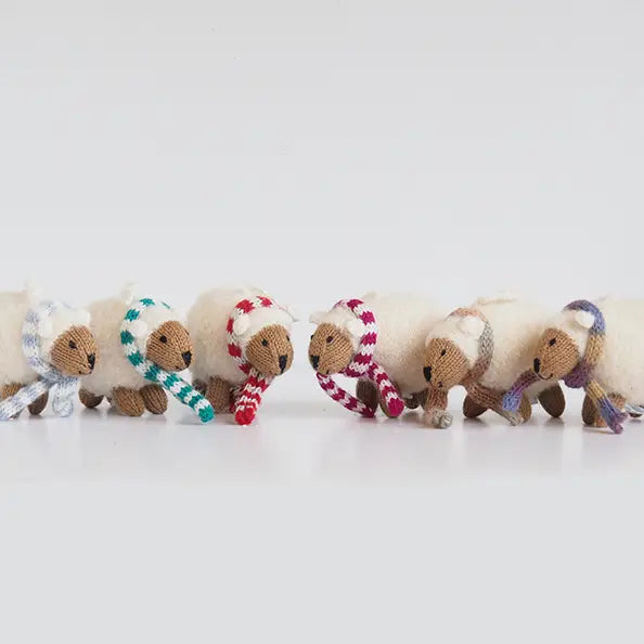 Handmade Knit Sheep Holiday Ornament