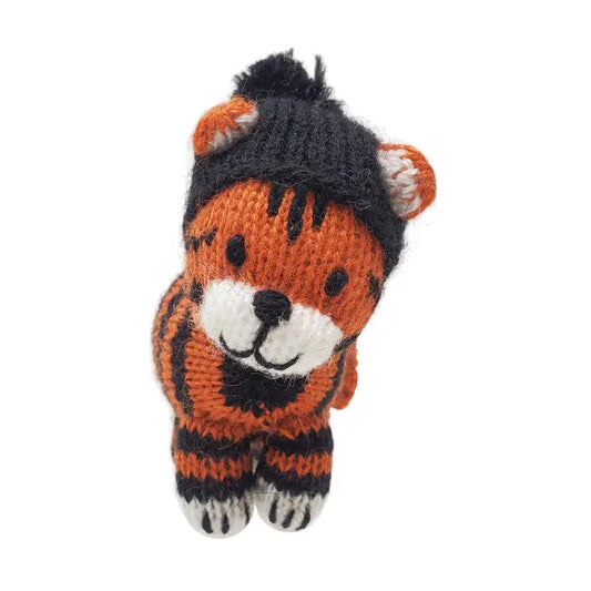 Handmade Knit Tiger Holiday Ornament